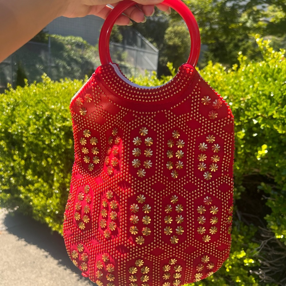 Red and gold summer clutch